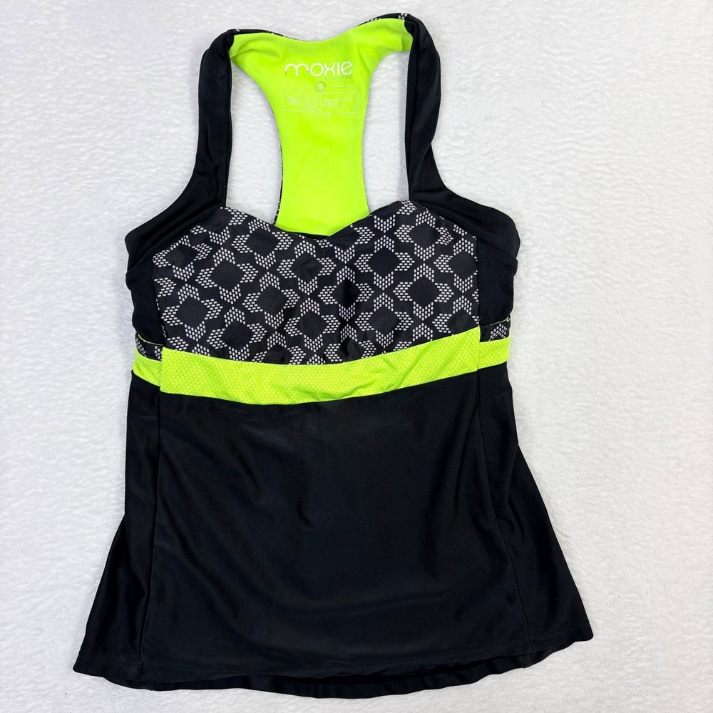 Moxie Luminex Sweetheart Jersey Tank Top Small Athletic Cycling Neon Green Black